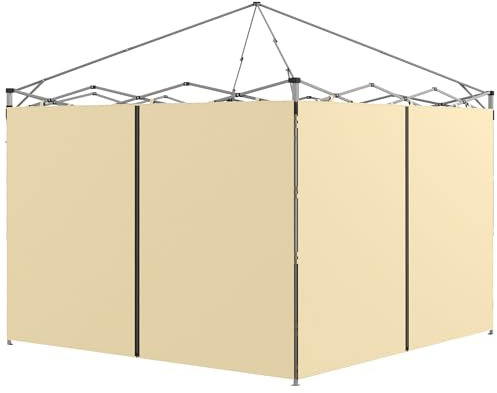 Outsunny Lot de 2 panneaux latéraux de tonnelle avec portes zippées, pour tonnelle escamotable de 3 x 3 m ou 3 x 6 m, beige