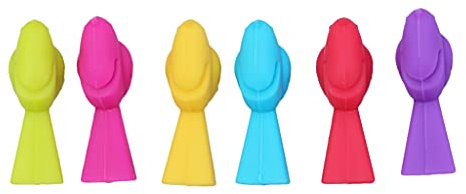 Lot de 6 marqueurs de verre à vin en silicone motif oiseaux
