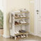 Fenge Schuhregal 4 Ebenen Schuhablagen Multifunktional Lagerregal mit Pegboard, Modern Schuhschrank für Flur Schlafzimmer Eingang (Eiche)