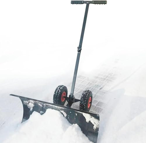 Snöplog snöborttagningsspade, snöspade för snöborttagning, justerbar snöpusher slitstark rullande snöplogspadar med 29 tums blad, effektiv snöplog snöborttagningsverktyg med justerbar