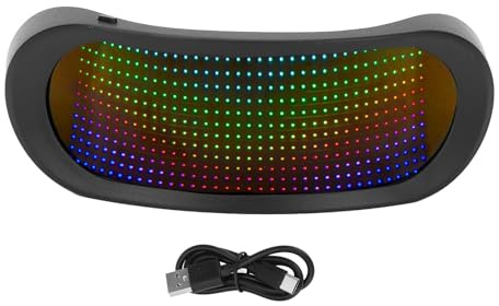 Jeffergarden Occhiali LED Occhiali Luminosi per Fluo Party Senza Cornice a Colori BT con 4 modalità 12x36 Controllo APP per Display Messaggi Lampeggianti Personalizzati Animazioni