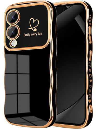 Keteen Mobile Phone Case for Samsung Galaxy S25 Edge, Girls' Cute Curly Waves Case, Thin, Flexible Silicone, Galvanised, Camera Protection, Scratch-Resistant, Shockproof, Protective Case, Samsung S25