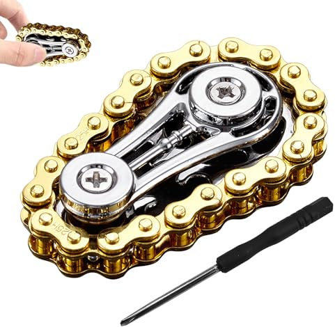 Zahnräder Fidget Toys,Coole Fidget Spinner für Stress Relief,Metall Anti Stress Spielzeug Linkage Bike Chain Design, Hand Finger Spinner für Erwachsene Kinder Anti-Angs
