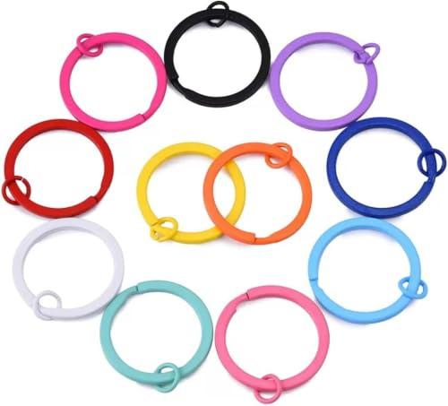10Pcs Multi-Colored Metal Flat Split Keyrings Keychain Rings for Home Office Car Keys Attachment Jump Rings Crafts Projects (30mm)