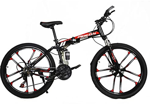 Vélo Pliant VTT Portable pour Adultes, VTT Tout Suspendu, pour Hommes et Femmes, Cadre léger en Acier à Haute teneur en Carbone