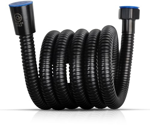 Flessibile Doccia Antitorsione in Acciaio Inox 150 CM, Tubo Doccia Universale 1/2” con Interno in Silicone, Nero Opaco, Installazione Facile e Senza Perdite