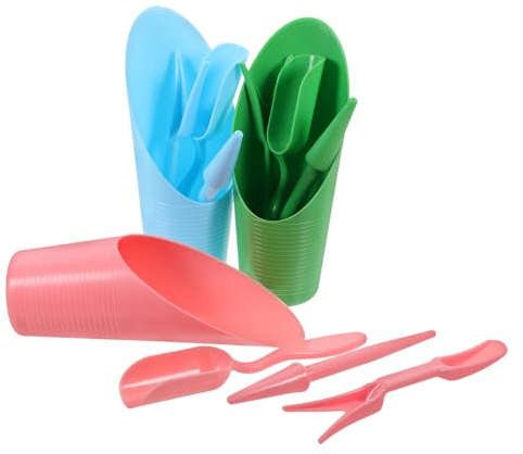 MINAOLULUS Juego de Palas de Plástico para Tierra de Jardín, Pala para Trasplantar y Plantar, 3 Piezas en Colores Rosa, Verde y Azul, Herramienta Ligera y Compacta para Plantación