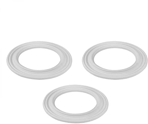 Renovators Supply Manufacturing Recessed Ceiling Fan Spot Lighting Trim White Urethane Decorative Concentric Medallion Foam 6.5 ID x 10.13 OD Water Resistant Lightweight Pack of 3