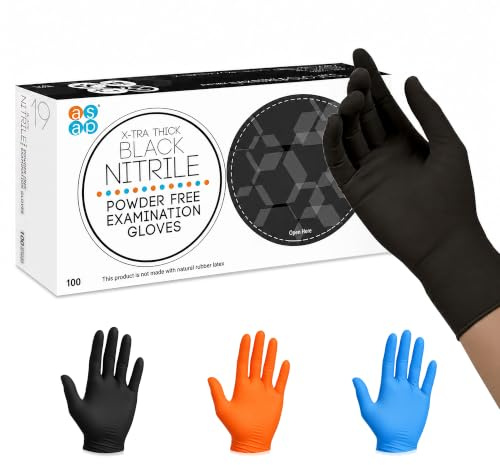 ASAP Black Nitrile Gloves Disposable Latex Free - 4 Mil, Powder Free, Food Safe, Kitchen & Medical Gloves - Durable Rubber Cleaning & Tattoo Supplies (Small, 100 Count)