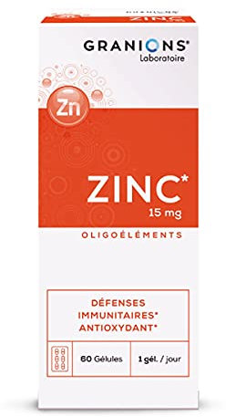 GRANIONS| Zinc | Défenses immunitaires & Antioxydant, beauté peau et cheveux | 15mg de Zinc | Marque Française | Programme de 2 Mois