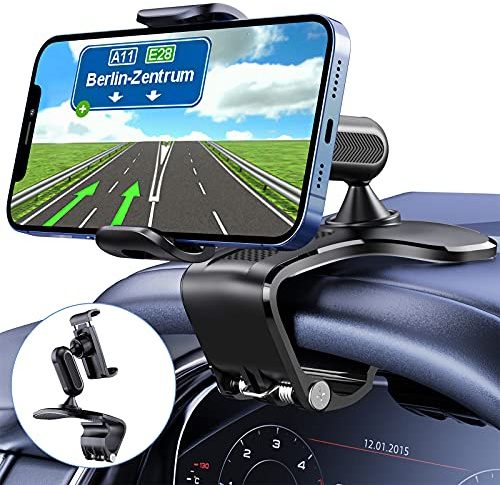 BANDICAL 360 Degree Rotation Dashboard Cell Phone Holder for Car Clip Mount Stand Suitable for 4 to 7 inch Smartphones (Black)