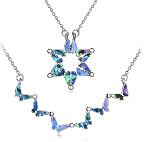 AXELUNA Star of David Necklace Sterling Silver Butterfly Folding Hexagram Pendant Necklace Jewellery for Women