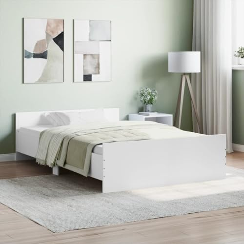 Gecheer Struttura Letto Moderno, Singolo, in Legno Multistrato, Bianco, con Testiera e Pediera, 120x190 cm, Letto Una Piazza e Mezza, con Doghe