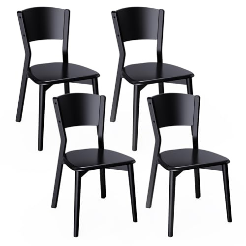 MORDEER Chaises De Salle à Manger en Bois Massif - Lot de 4, Style Mid Century Modern, Armless pour Cuisine, Salon, Restaurant - Gain de Place