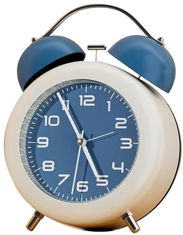 DriKou Sveglia Doppia Campana, Sveglia Forte Doppia Campana in ABS Funzionante a Batteria Simpatica Sveglia da Comodino da Tavolo con Luce Notturna per Camera da Letto