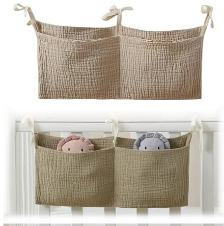 IUHRIE Babybett Organizer,Baby Kinderzimmer,Bett Kinderbett,Betttasche Spielzeugtasche,Wickel,Etttasche,Bettumrandung Hausbett,Verstellbarer Aufbewahrungstasche,Windel Geeignet Zum Aufhängen Am Oder