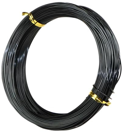 Qaixwuyi Fil de bricolage, noir, 1 mm x 40 m, pour travaux manuels, bijoux, fil en aluminium, fil de liaison, à modeler, pour la fabrication de bijoux, les travaux manuels
