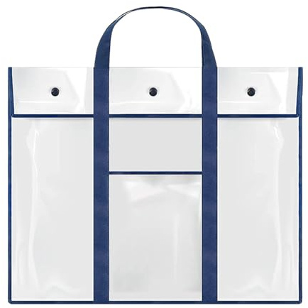 Rrlihjgu Archiviazione di Opere D'arte, di Stoccaggio di Poster, Arte Trasparente Impermeabile | Supporto per bacheca in PVC con Manico e Tasca, contenitore di Opere, blu, Consulte la