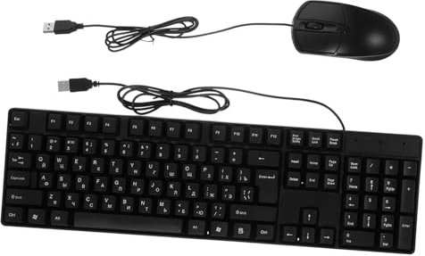 UKCOCO Quiet Keyboard and Mouse Combo for Simple Office Keyboard Mouse Usb Wired Connection for Home and Work Use