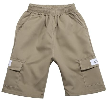 Pantaloncini da Ragazzo Bermuda Sport Sportivi alla Moda Estivi Corti Elastico Peso Solido Coulisse Pantaloni Cargo per Ragazzi Running Jogging Shorts Leggera Comfort Traspirante Elegante Cor