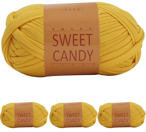 Yixinly 400 g väskband för virkning, garn för väskor virkgarn virkad tråd, väskband för väska, korg, filt, heminredning 4 x 100 g (guld)