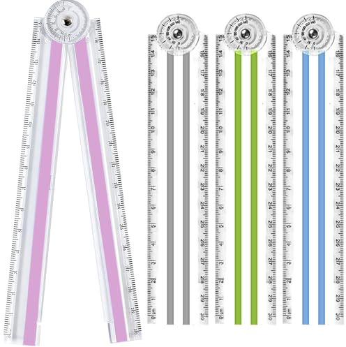 30cm Folding Ruler, Foldable Transparent Plastic Ruler Set, Flexible Shatterproof Straight Ruler for Students, School, Office, Geometry, Drawing & Crafts (4 PCS)