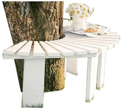 Genérico Banco De Árbol Envolvente, Asiento Semicircular, Hermosa Decoración For Patios, Jardines, Piscinas Y Parques (Solo Incluye Bancos)(White)