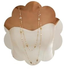 Collier Long Femme Doré à Perles, Ensemble de 2 Sautoirs Superposés, Collier de Perles Élégant et Tendance, Chaîne Longue Layered Necklace pour Femme Chic, Bijoux Cadeau Anniversaire ou Soirée