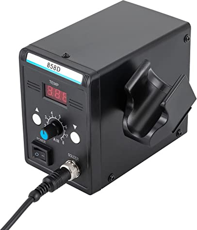 Stazione di Saldatura Hot Air, Pistola Ad Aria Calda Smd, Kit Riparazione Pcb, Temperatura Regolabile, Memoria Intelligente, Ventilatore Senza Spazzola, 15.3x9.6x13.8cm, Riparazione Telefono, Computer