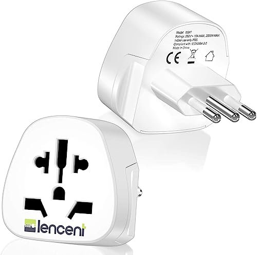LENCENT [2 PZ] Adattatori Universali da Viaggio, Adattatore Presa da Mondo a Italia, Caricatore Spina Elettrica World to Italy, Adattatore Internazionale Viaggio per UK USA AUS Cina a Spina Italiana