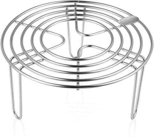 Stainless Steel Steamer Rack Multi-Purpose Round Cooling Rack for Steaming, Baking, Grilling, and Dehydrating - 6.29 Inch Diameter, 2.75 Inch Height