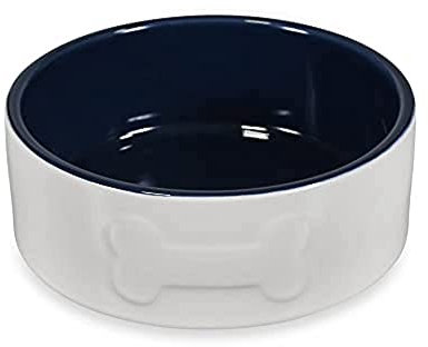 Petface Ciotola in ceramica Bone (panna/blu navy), 20 cm