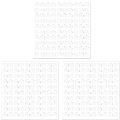 KINBOM 300 Pièces/3 Feuilles Points Adhésifs Double Face, Forte Adhérence Pastille Scratch Autocollant Crochet et Boucle Adhésifs Point de Colle pour Plastique Verre Mur Métal Bois (Diamètre 10mm)