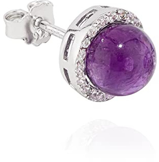 NKlaus Einzel 9mm Ohrstecker Kugel echt Amethyst 925 Silber mit Zirkonia Weiß Ohrringe 11207