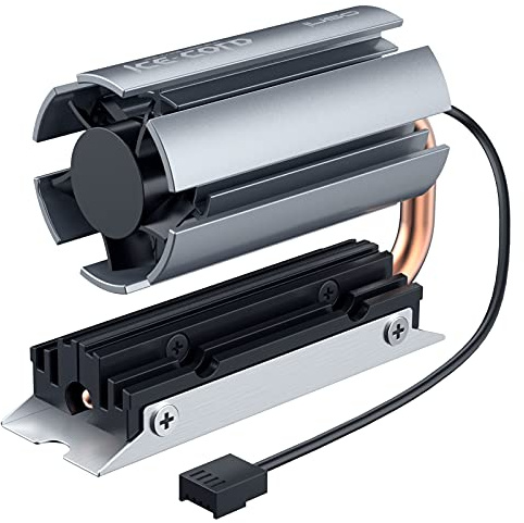 Refroidisseur ineo Heatpipe avec ventilateur PWM | Corps de refroidissement pivotant pour M.2 SSD (2280) | Tube de chaleur en cuivre de 6 mm | Vitesse du ventilateur réglable | M9