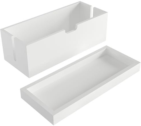 Kabelbox & Förvaringsbox med lock av bambuträ, kabelhanteringsorganisatörbox vit – förvarar kablar säkert och undviker trassel – plastfri och robust med praktisk förvaringsyta – KD Essentials