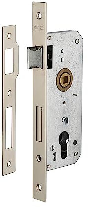 Serratura da infilare a cilindro europeo, asse 35x70 mm, piastre piastra quadra, nichelato - THIRARD