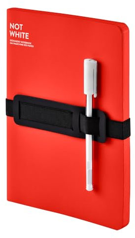 Nuuna Notizbuch A5+ | Not White L Light - Rot | 144 rote Seiten | 120g rotes Premium-Papier | mit Stift- und Smartphonehalterung | Gelstift weiß | nachhaltig produziert in Deutschland