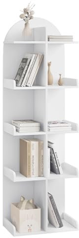 WOLTU Bücherregal, CD Regal, offenes Design, mit 10 Ablagen auf 5 Ebenen, für Wohnzimmer Schlafzimmer Arbeitszimmer, B40xH126xT24 cm, Weiß