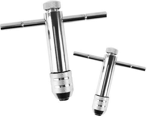 gxwcyi 2 Piezas Llave de Trinquete, Acero Aleado Giramachos con Carraca con Mango en T, M3-M8 / M5-M12 Llave de Trinquete Ajustable, Portaherramientas con Mango Deslizante, Machos para Roscas