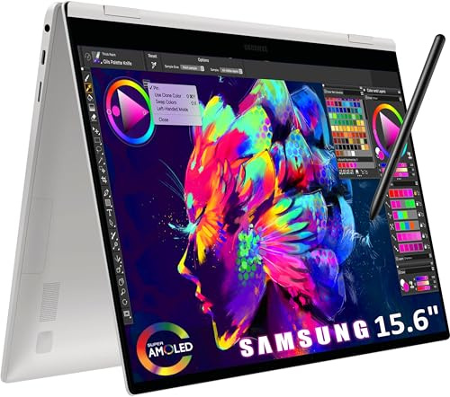 Samsung Galaxy Book Pro 360 2-in-1 Laptop for Creator, Photographer, Designer (15.6 FHD Touchscreen, Intel Core i7-1260P, 16GB RAM, 1TB SSD, Stylus) Fingerprint, Backlit KB, Win 11 Pro, NP950QED