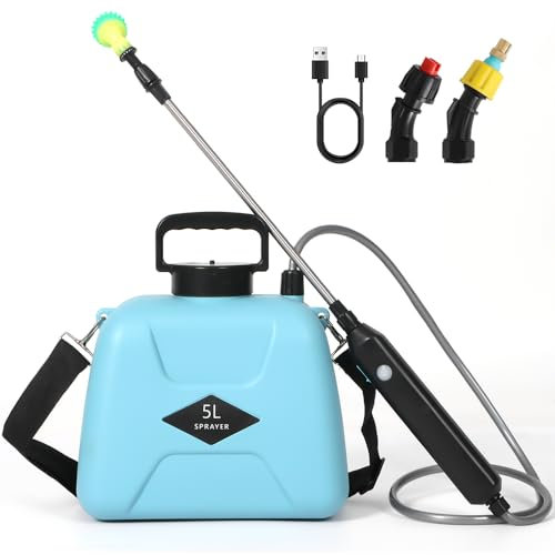 Panana Upgraded 8L Electric Sprayer Battery Powered with 3 Mist Nozzles Portable Garden Weed Water Sprayer with Retractable Wand, USB Rechargeable Handle, Shoulder Strap for Outdoor