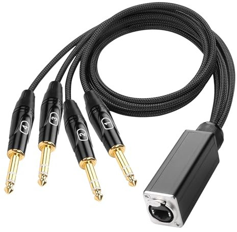XMSJSIY 1/4 TRS Audio Snake 4 canales Multi Over RJ45 Ethercon Cat5/6 a 6,35 mm TRS Cable Extensor de Red para Escenario Sonido y Estudio de Grabación (A)