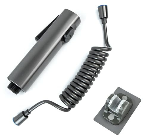 Kit de Bidet Toilette Douche à Main,Set Main kit Tuyau Toilette Crochet ou Support Mural WC Avec en Acier Inoxydable et Spray pour Couches Tissu