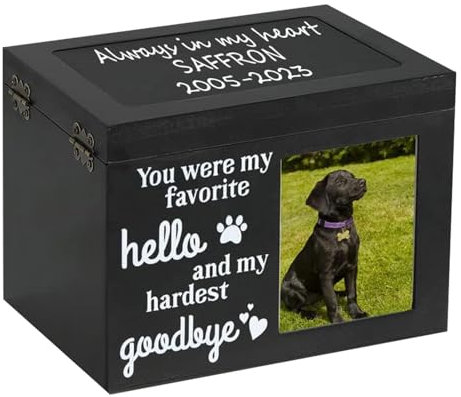 Boîte de crémation pour animaux de compagnie - Boîte à cendres de chien, cadre photo souvenir pour cendres de chien, urnes pour animaux en bois | Grandes urnes commémoratives pour cendres d'animaux