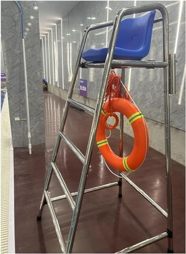 SAFWELAU Taburete alto Escalera para Piscina Elevad 180 cm de altura Silla de salvavidas para piscina, Silla salvavidas de acero inoxidable resistente para adultos/entrenador deportivo/niños, Carga 33