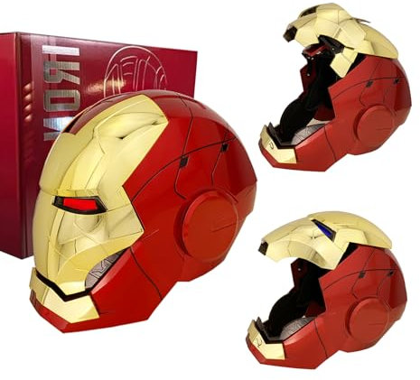 Iron Hero MK 5 1:1 Wearable Helmet :Voice, Touch, and Remote Control, Realistic Sound Effects, Can Cosplay and Collectible Figures for Man and Teen Ideal Gift （Gold）