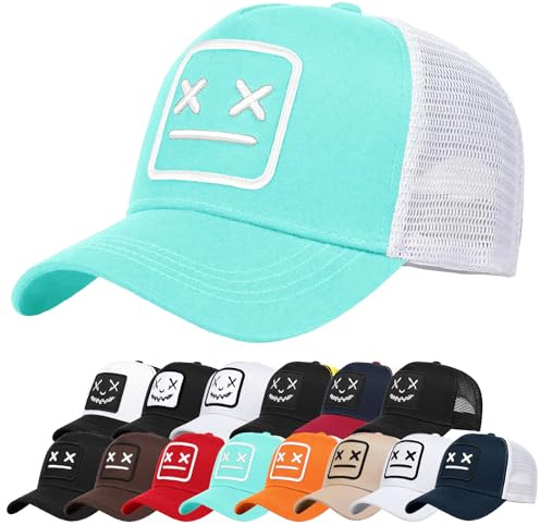 Enwokran Berretto da Baseball con Visiera Unisex Cotone Regolabile Anti-Sole Ricamo Cappello da Baseball Cappellini per Sport All'aperto Hip Hop papà Trucker Posteriore Maglia Cappello (Azzurro)
