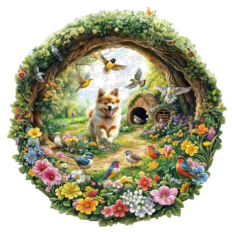 Blumuze Holzpuzzle Erwachsene, Frühlingsvögel Holz Puzzle, Holzpuzzle Einzigartige Tierform Puzzleteile,Puzzle Holz Erwachsene 14+ mit Holzbox 100 Stück(S-21.5 * 21.5cm)