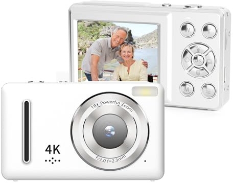 Andoer 4K-Digitalkamera für Kinder, 2,4-Zoll-Bildschirm Digitalkamera Fotokamera Fotoapparat CCD 64MP Autofokus, 18X Zoom, eingebauter Blitz, Akku für Teenager, Studenten, Freunde